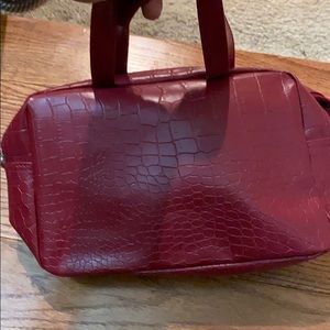 Small red crocodile skin bag